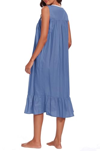 Image of AVIIER 100% Cotton Nightgowns for Women Sleeveless Sleep Dress Ladies Gowns Sleepwear with Pockets