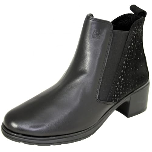 Bottines en cuir noir à fermeture éclair et détail brillant 24HRS