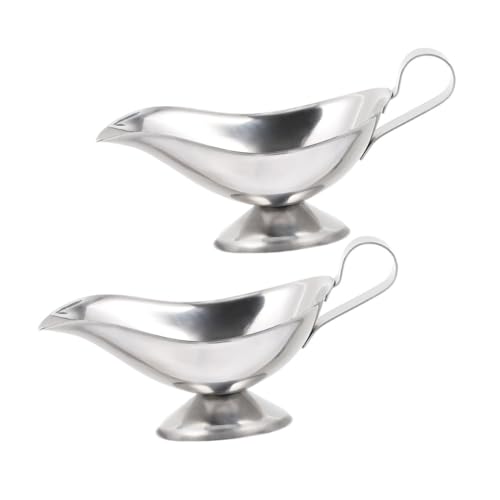 KICHOUSE 2pcs Juice Boat Mini Pitcher Sauce Pitchers Seasoning Jar Gravy Boats Gravy Dispenser Condiment Bowls Serving Bowls Gravy Jug Metal Sauce Cup Stainless Steel Gravy Boat Gravy Dish