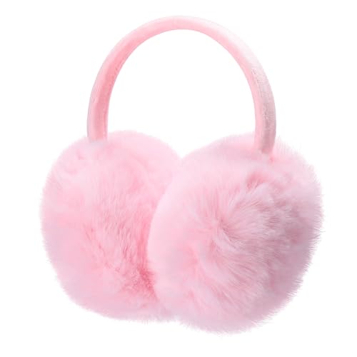 ZTL Women Winter Ear Muffs Fluffy Faux Fur Warm Earmuffs Girls Ear Warmer Soft Plush Outdoor Adjustable Ear Covers Pink