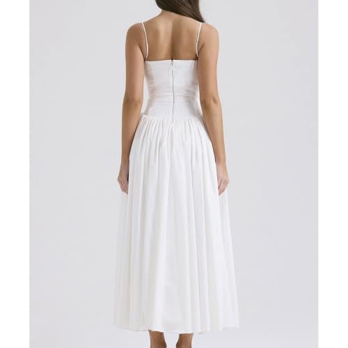 Image of Women's Long Halter Dresses Square Neck Ruffle Hem A-Line Suitable for Coctail Club Night Out Dresses