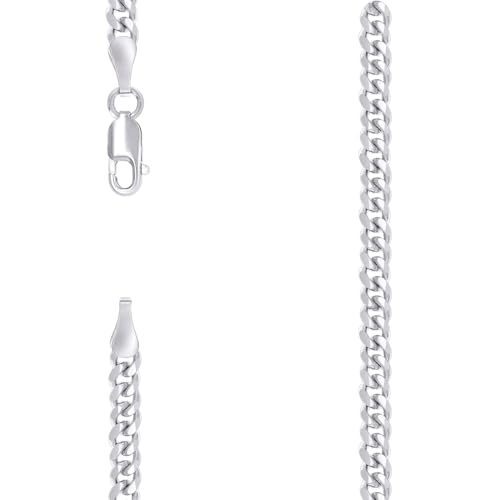 Chaîne gourmette en argent 925 rhodié de 3.5 mm et 56 cm pour hommes et femmes