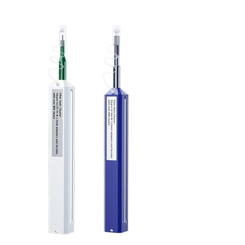 CeoxThao 2 Piezas Limpiador de Fibra Optica, Lápiz Limpiador para Conectores de Fibra Optica 1.25 mm LC/MU y 2.5 mm SC/ST/FC, Más de 800 Limpiezas Por Lápiz, Fácil de Usar y Eficient