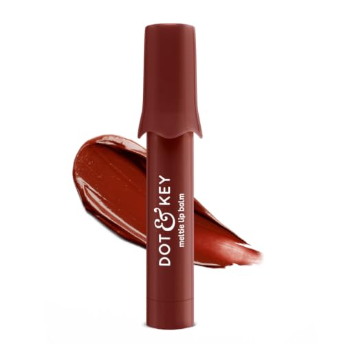 Image of Dot & Key Meltie Lip Balm SPF 50+ With 2% Kojic & Vitamin C | Hydrates Dry, Chapped Lips, Lightens Pigmentation, Brightens Lips | With Shea & Mango Butters, Peptide Infused | Cocoa Creme | 4g