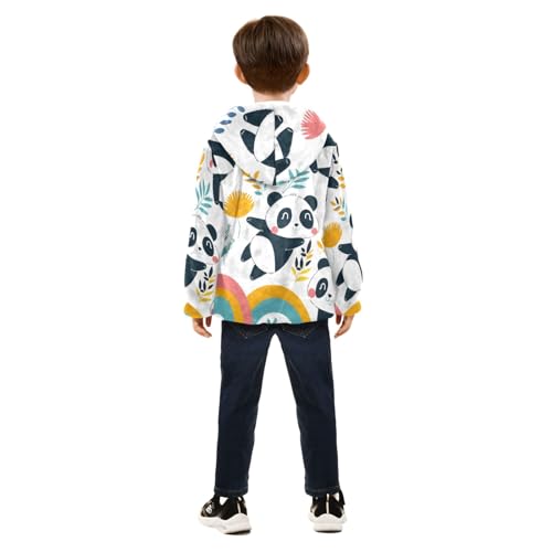 Boys Girls Fleece Jacket Cartoon Cute Panda with Flowers Kids Warm Hooded Outwear Coat4