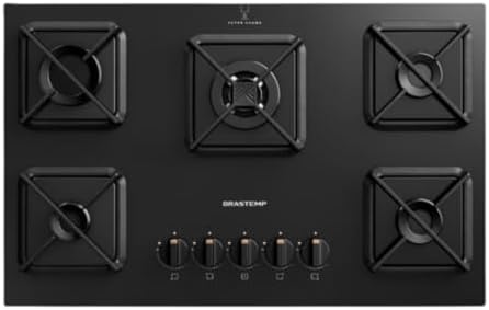 Cooktop 5 Bocas a Gás GLP Brastemp Mesa de Vidro Chama Simmer Pre...