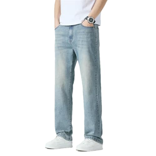 Summer Thin Straight Jeans Men's Clothing Soft Breathable Trousers Male Comfortable Business Denim Pants