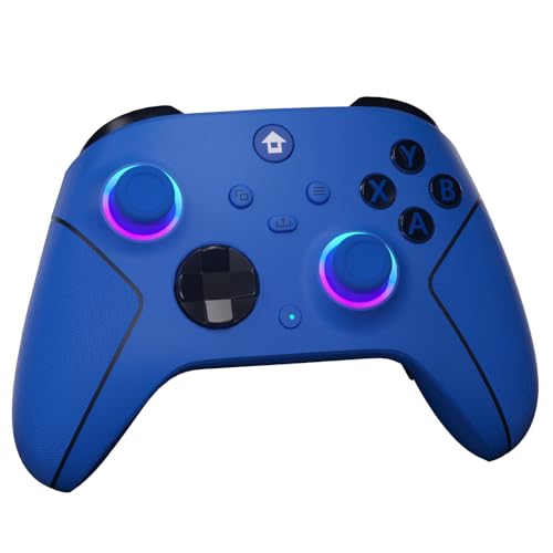 Image of YUYIU Wireless 2.4GHz Controller with 7 Colors RGB Light for Xbox Controller, Xbox One Series X|S,Consoles,Steam PC Windows, with 1000mAh Battery /Dual Vib-ration /Turbo /Programmable, 3.5mm Audio Jack (BLUE)