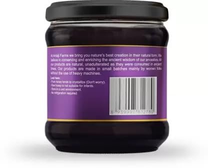 Image of ANTAJI FARMS Raw Jamun Honey Pure and Natural, Unprocessed & Unpasteurized Healthy Honey | Harvested from Wild Honey Bee Hive Honey Reusable Airtight Jar (500gm)