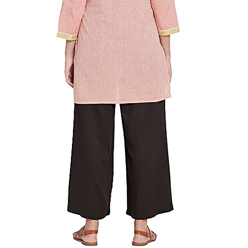 Image of GO COLORS Soft Viscose Basic Palazzo Full Length for Women| Breathable, Mid Rise, Relaxed Fit