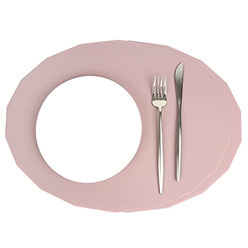 ESLA M.Grey Pink Silicone Placemats for Dining Table, Waterproof Wipeable Placemats, Heat Resistant...