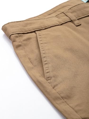 Image of The Indian Garage Co Men Regular Fit Solid Mid-Rise Stretchable Chinos