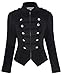 Womens Black Victorian Steampunk Military Jacket Blazer Black Size XS