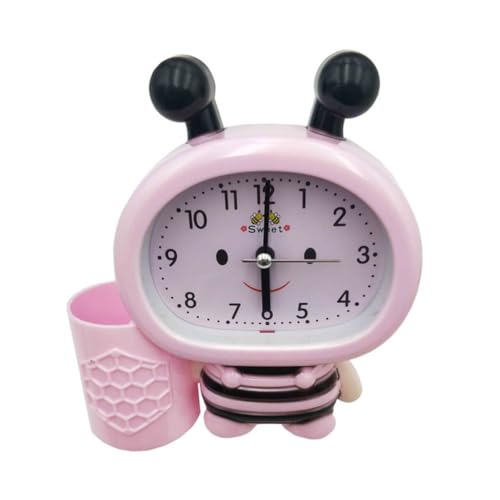 Hemobllo 1pieza Caracteres Reloj Despertador Digital con Forma de Abeja con Portaboliros y Función de Activación por Sonido sin Batería para Oficina o Dormitorio Color Rosa