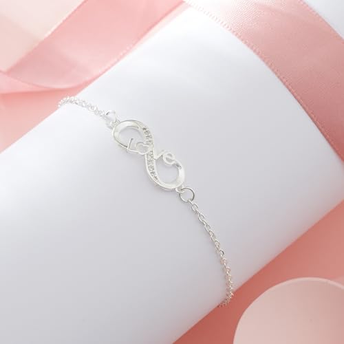 Image of Infinity Heart Bracelets for Daughter Mom Sister Granddaughter Grandma Lovers White Gold Plated Diamond Adjustable Butterfly Bracelets Best Birthday Mother's day Graduation Gifts