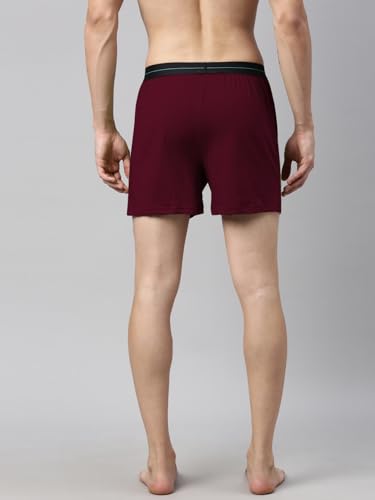 Image of JOVEN Men Black and Wine Solid Pure Cotton Boxers
