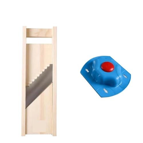 Cortador manual de verduras acero inoxidable mango madera miniatura 1
