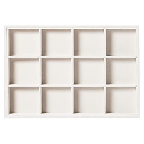 Pangkeep 12 Grid Jewelry Bracelet Organizer Tray,Beige Velvet Jewelry Display Storage Stand for Selling. Cover
