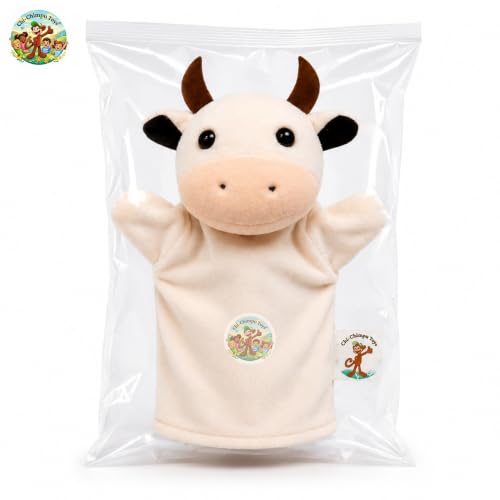 Image of Cow Hand Puppet for Kids | Soft Plush Animal Puppet | Storytelling, Role Play, Preschool Learning Toy | Interactive Educational Puppet for Boys & Girls