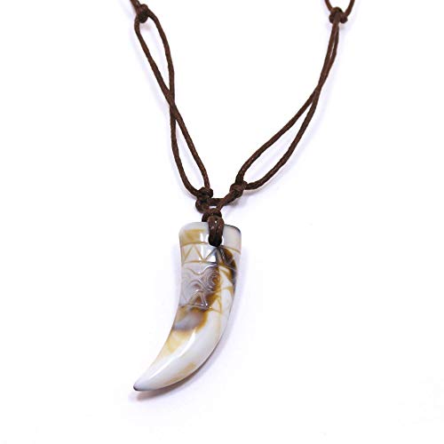 Tooth necklace faux large fang tribal teeth jewelry amulet husband Halloween gift animal talisman wolf bear bone hunter choker Mens lion tiger African safari jewellery native tribal caveman jewelry