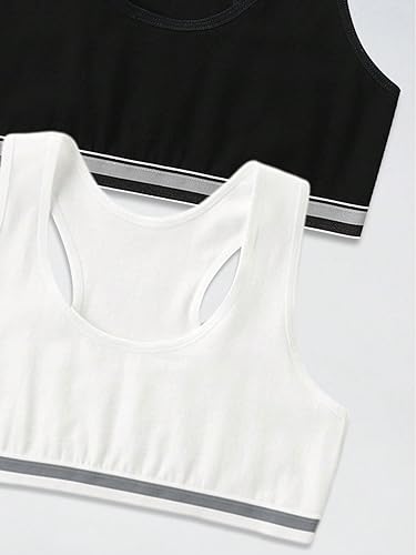OYOANGLE Girl's 4 Pack Racerback Sports Bra Girls Sports Bras Print Solid Training Bras for Girls Teens 4 Pack3