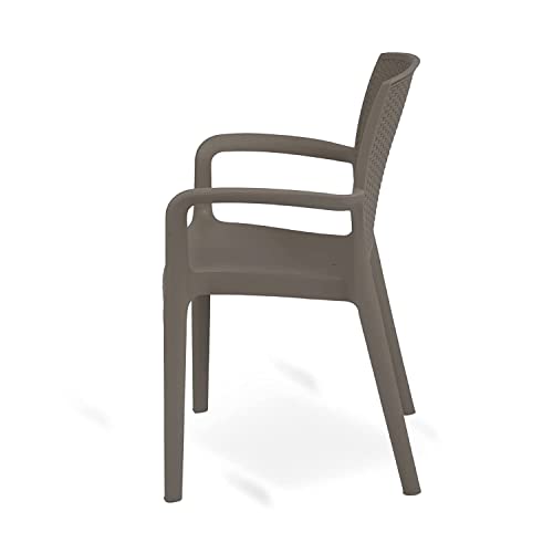 Image of Supreme Texas Heavy Duty Armrest Plastic Chair for Home, Garden, Office, Indoor /Outdoor Use|Color: Champagne; Set of 4