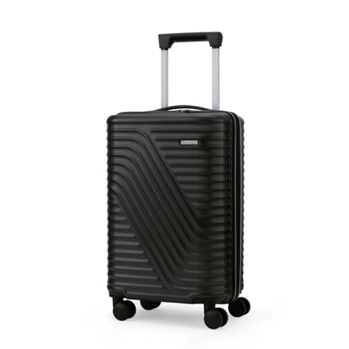 Image of American Tourister Travix | Cabin Trolley Bag (55 cm) | 360 8 Wheel Travel Luggage | Hard Case Polycarbonate Suitcase | Recessed Combination Lock | Black