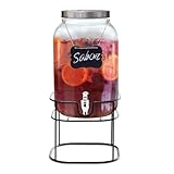 VITTORI, Dispensador de Bebidas Vintage, Dispensador Vitrolero de Agua, Vitolero de Vidrio con Etiqueta Negra y Tapa, 5...
