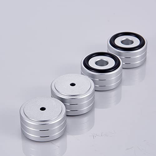 Pailvens Subwoofer Absorber Füße 4er Set, Lautsprecher Füße aus Alulegierung, Shock Absorber Lautsprecherständer für CD DVD-Player, HiFi-Lautsprecher, Silber Cover