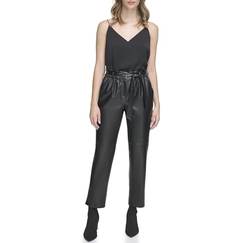 Calvin Klein Women's Tie Waist Faux Leather Pant