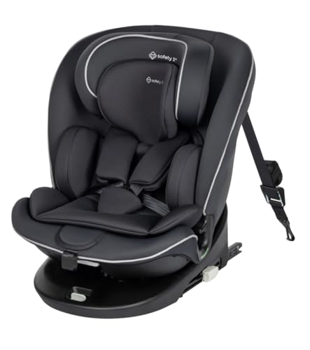 Safety 1st Saturn 360 i-Size, seggiolino auto girevole 360°, 0–12 anni (40–150 cm), ISOFIX, seggiolino bebé, rotazione FlexiSpin, 5 posizioni reclinabili, 12 poggiatesta, Black