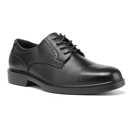 Men's Oxford Shoes Lace Up Slip Resistant Work Shoes Genuine Leather