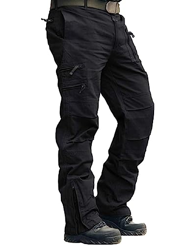 Cargo Pants for Men, Work Travel Casual Pants with Multi Zipper Pockets