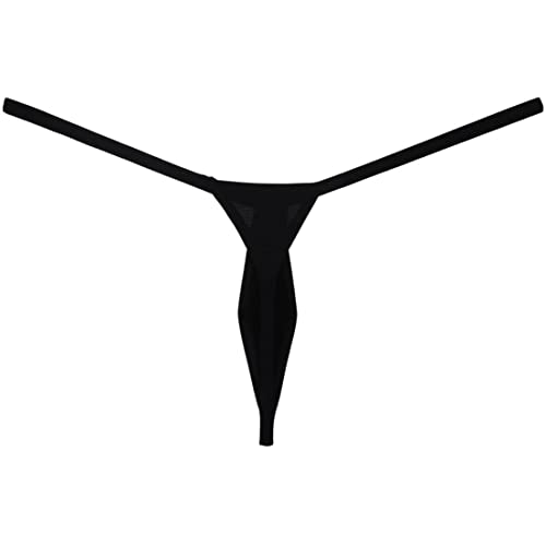 Men's Ice Silk Mini Bikini T-Back Drop-shaped String Thong Underwear Thin Tangas Soft Minimal Coverage Bottoms4
