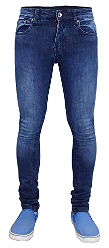 True Face Herren Jeans Skinny Denim Hose Stretch Fit Hose Reißverschluss Hosenschlitz elastische Baumwolle Hose Casual Wear 5 Taschen alle Taille & Beingrößen in Blau, Grau, Weiß, Schwarz Gr. 30 W/32L