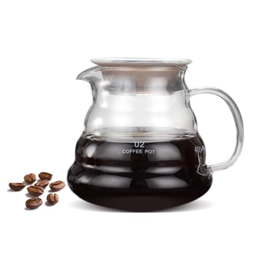 Jadeshay Servidor de Café de Vidrio para Preparación Manual de Café,500ml Jarra de Café para Jugo, Té, Agua 500ml