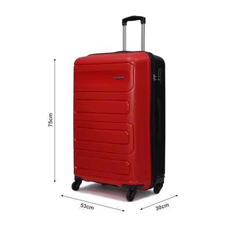 Image of Yayavar Tokyo Textured ABS Hard-Sided Suitcase Bag - 120L| Dual Color Trolley with 4 Spinner Wheels, Number Lock, Water Resistant | Luggage Bag for Travel (Red & Black, 71cm, Large)