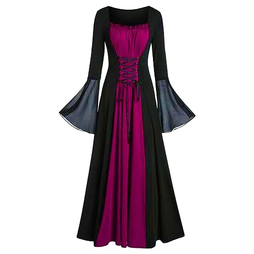 Generisch Halloweenkostüm Damen Langes Kleid Kostüm Erwachsene Gothic Queen Lange Ärmel Steampunk Tag Der Haloween Gothic Kleid Kurz Kostüm...