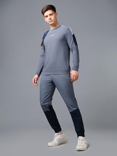 Image of TECHNOSPORT Men's Colorblock Full Sleeve T-Shirt MATPIQ Quick Dry Slim Fit Round Neck Sports Tee for Gym Casual Layering Wear UPF50+ Anti Odour