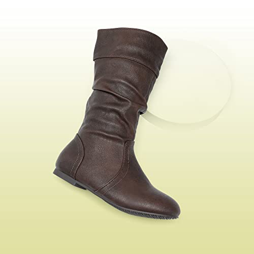Dream Pairs Little Kid Blvd-K Brown Pu Girl'S Knee High Boots Size 2 M Us Little Kid thumb #1