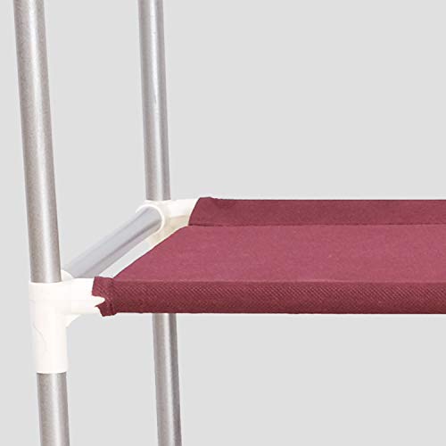Image of Ebee Metal 6 Shelves Cloth Cabinet (Maroon)