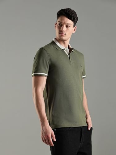 Image of Tommy Hilfiger Solid Regular Fit Cotton Polo T-Shirt