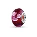 Produktbild Quiges Glas Bead Perle für Damen Handgemacht Rot mit Pink Blumen