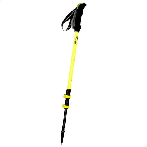 AKTIVE Bastón Extensible Senderismo, Empuñadura EVA, Puntera metálica, Regulable 62-135 cm, Sistema de Cierre rápido, Peso 225 gr, Correa Ajustable, Bastones de Trekking Plegables (54180)