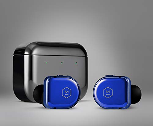 Image of MASTER & DYNAMIC MW08 True Wireless Earphones (Blue Ceramic /Polished Graphite Case)