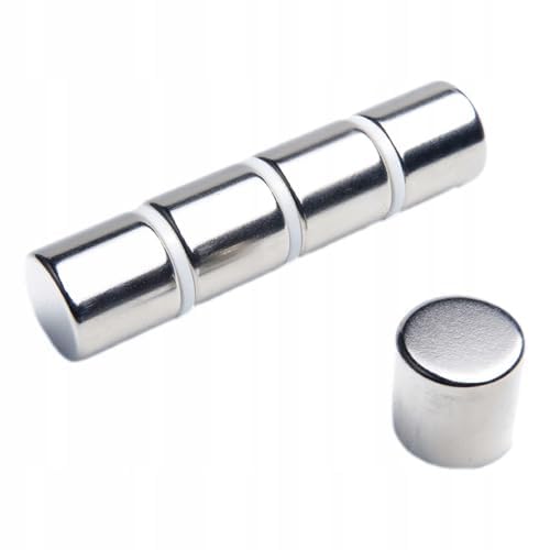 5 piezas imanes de neodimio cilíndricos 20x20 mm N42, extra fuertes y niquelados, ideales para bricolaje, manualidades, electrónica y uso industrial