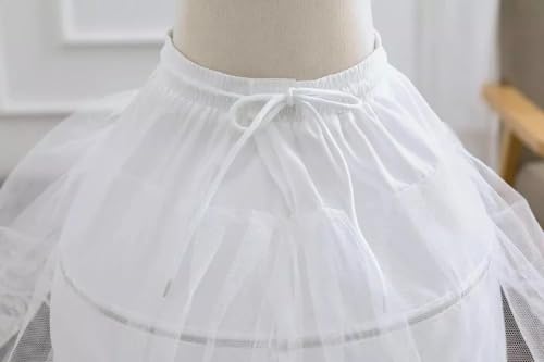 Image of Zoya Creation 3 Layer Hoop Skirt Slips Crinoline Petticoat Long Underskirt for Wedding Bridal Dress Ball Gown for Party and Ethnic Wear White can can Skirt for Women Free Size