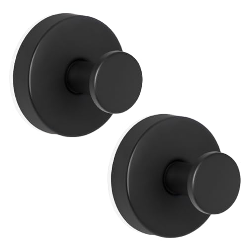 ZESLMG Suction Cup Hooks for Shower Wall, Door Wreaths, Removable Inside Shower Towel Hooks for Bathroom Window Glass Kitchen- Bath Robe Loofah Suction Hooks for Hanging More Surfaces (Black, 2 Pack)