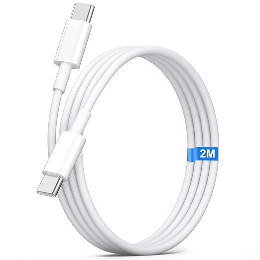 Raz Tech - Cable USB A para iPhone, 2 m, certificado Apple MFi, carga rápida de 2,4 A, compatible con iPhone 14/13/12/11 Pro Max/XS/XR/X/8/7/6 Plus/SE/5/iPad/iPod, blanco, duradero