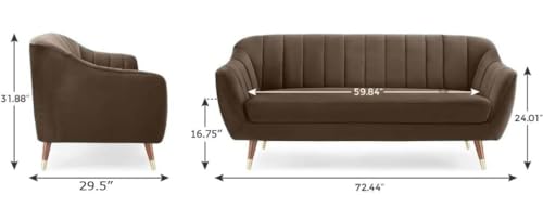 Image of Supernal 3 Seater Sofa Set with Brass tip Legs Perfect Gives Luxurious Look for Home /Living Room /Office /Guest Room /Hotels /Lounge